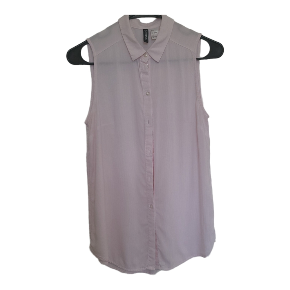 Undivided H&M women's sleeveless pink and white strip sleeveless top size 4